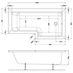 Home4Less L Shaped Shower Bath