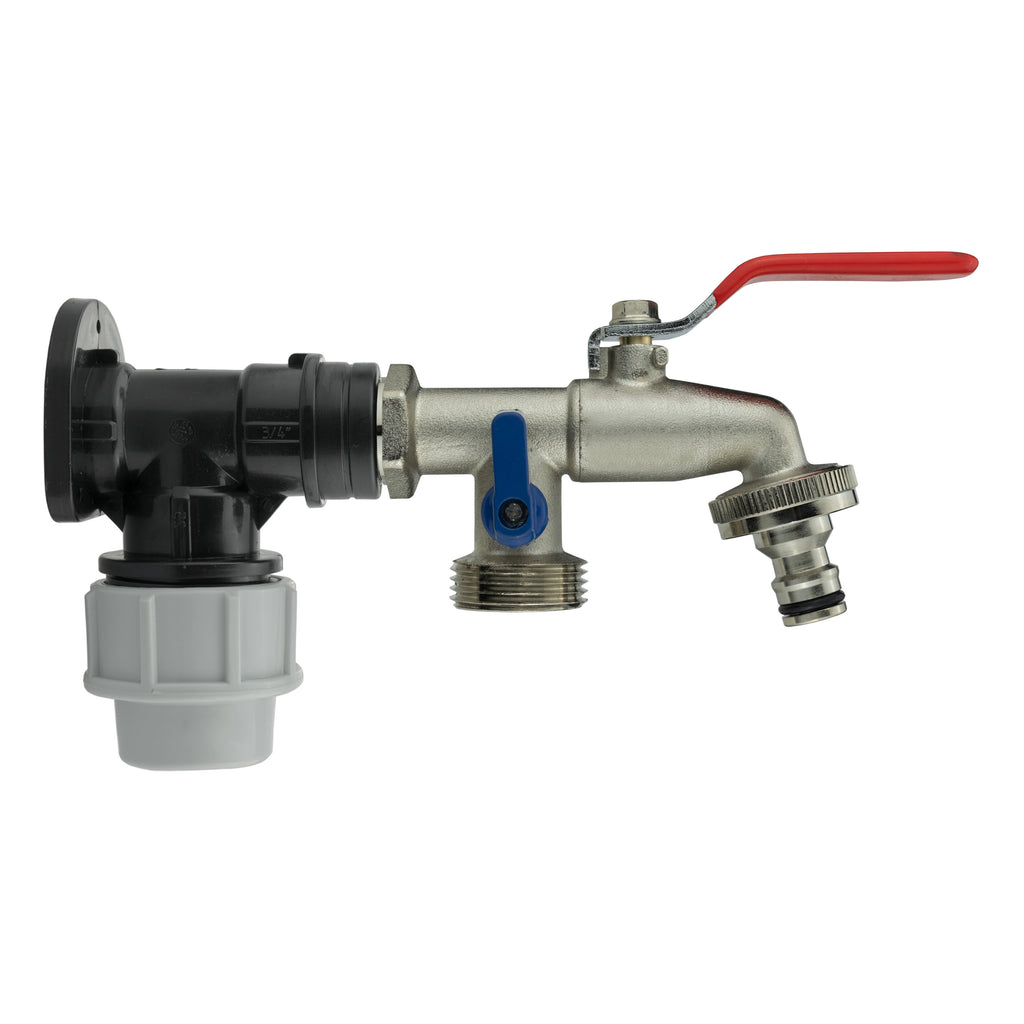 Wall Flange Kit 32mm MDPE + Double Lever Tap ¾” BSP
