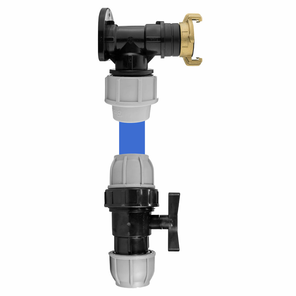 Wall Flange Kit 32mm MDPE + 32mm MDPE Valve + ¾” BSP Geka