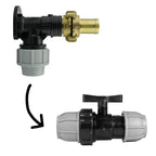 Wall Flange Kit 32mm MDPE + 32mm MDPE Valve + 25mm Barbed Geka Set