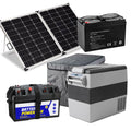 300W Folding Solar Panel Kit + 135AH Deep Cycle Battery + 55 Litre Fridge/Freezer