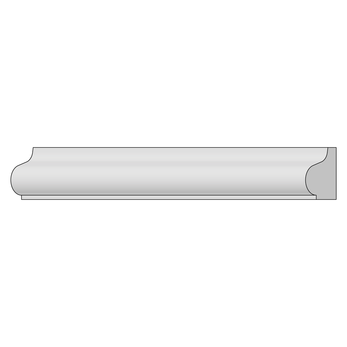 3/4" Primed Base Cap Moulding, 16' Length