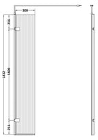Contour 8mm Fluted Glass Hinged Wetroom Return Panel With Support Bar - 320mm