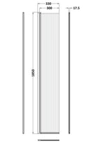 Contour 8mm Fluted Glass Hinged Wetroom Return Panel With Support Bar - 320mm