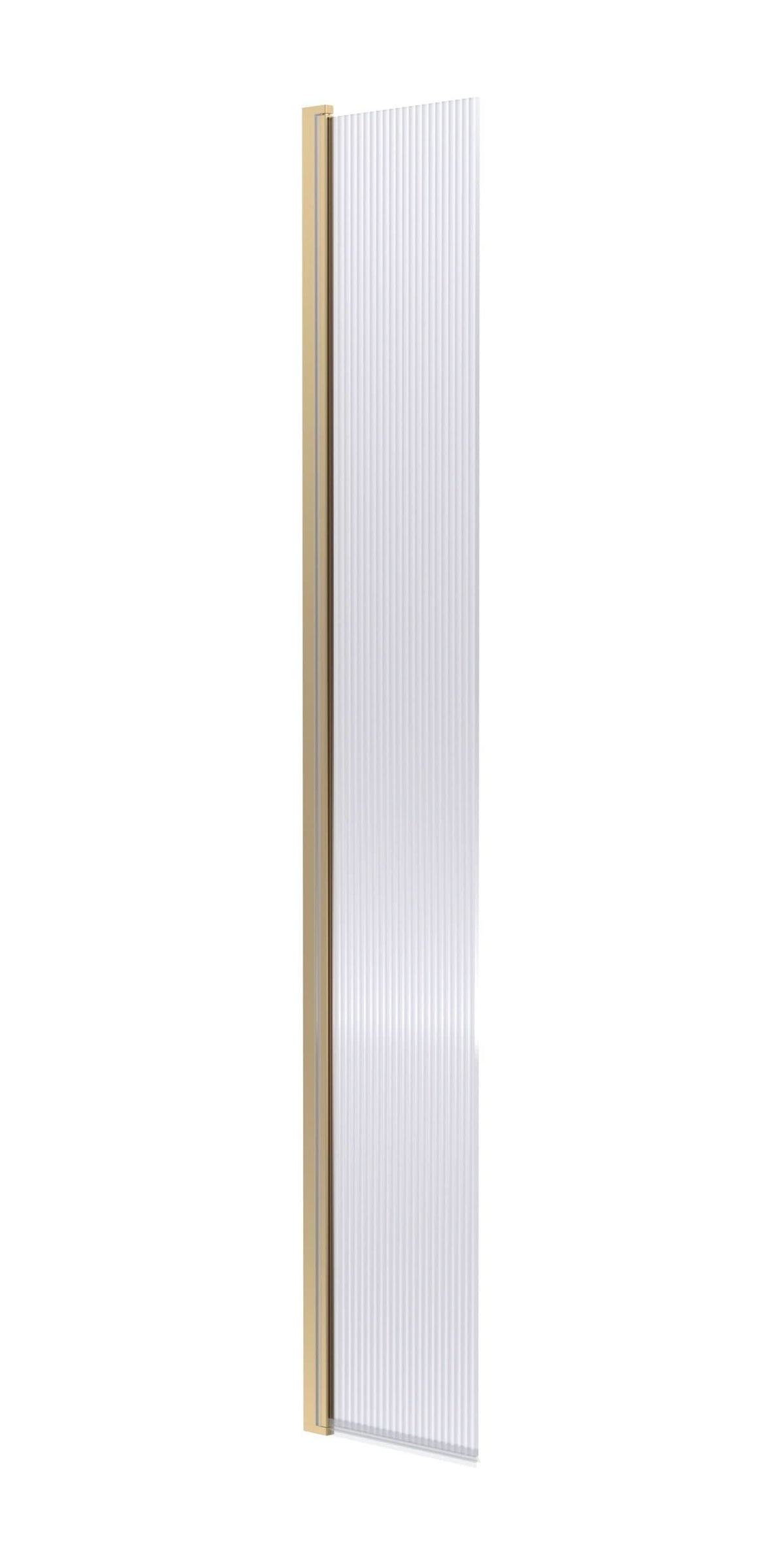 Contour 8mm Fluted Glass Hinged Wetroom Return Panel With Support Bar - 320mm