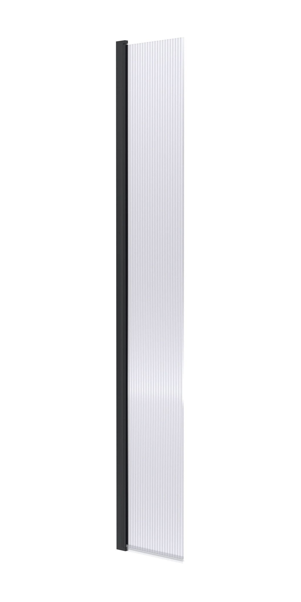 Contour 8mm Fluted Glass Hinged Wetroom Return Panel With Support Bar - 320mm