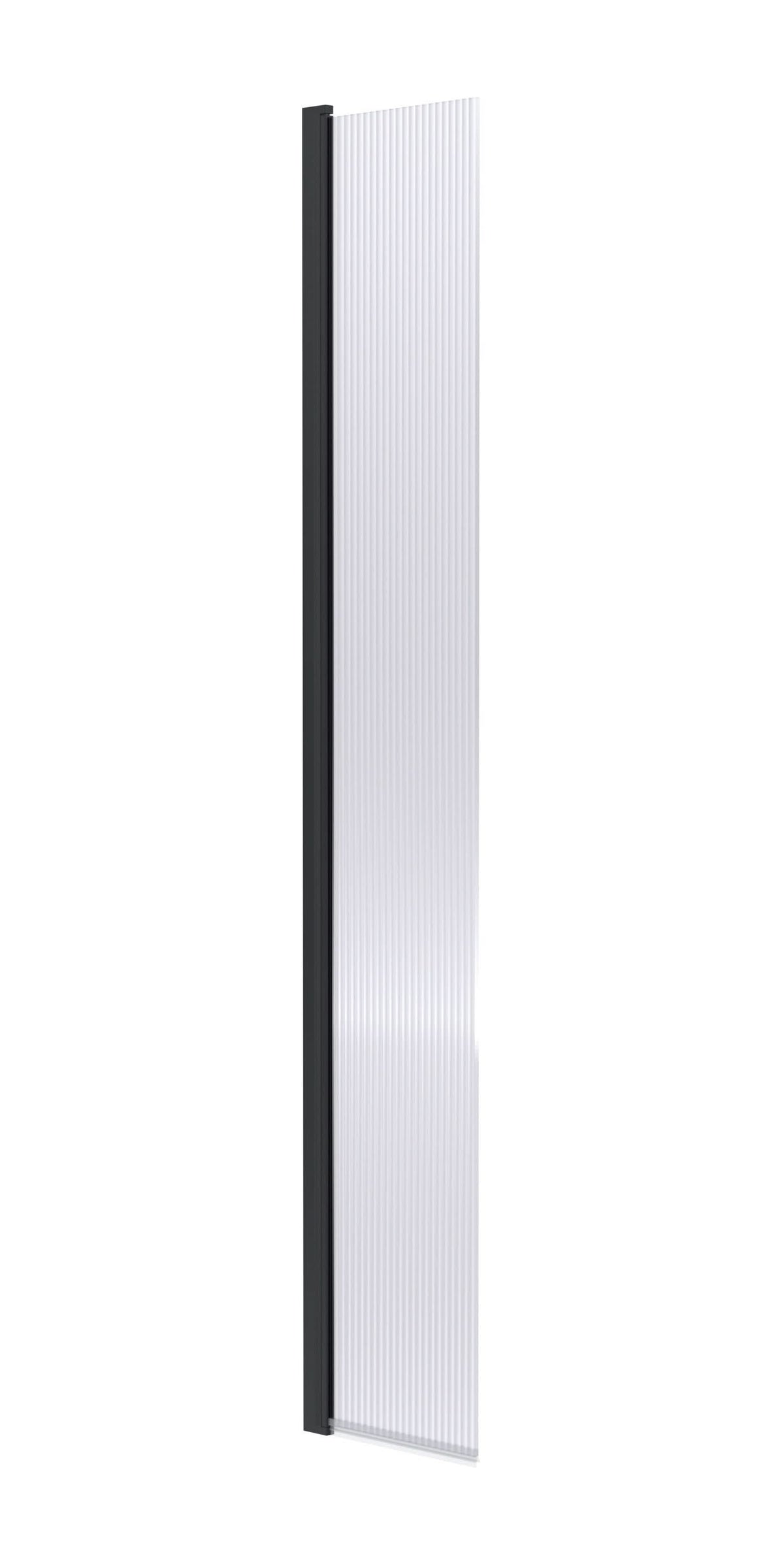 Contour 8mm Fluted Glass Hinged Wetroom Return Panel With Support Bar - 320mm