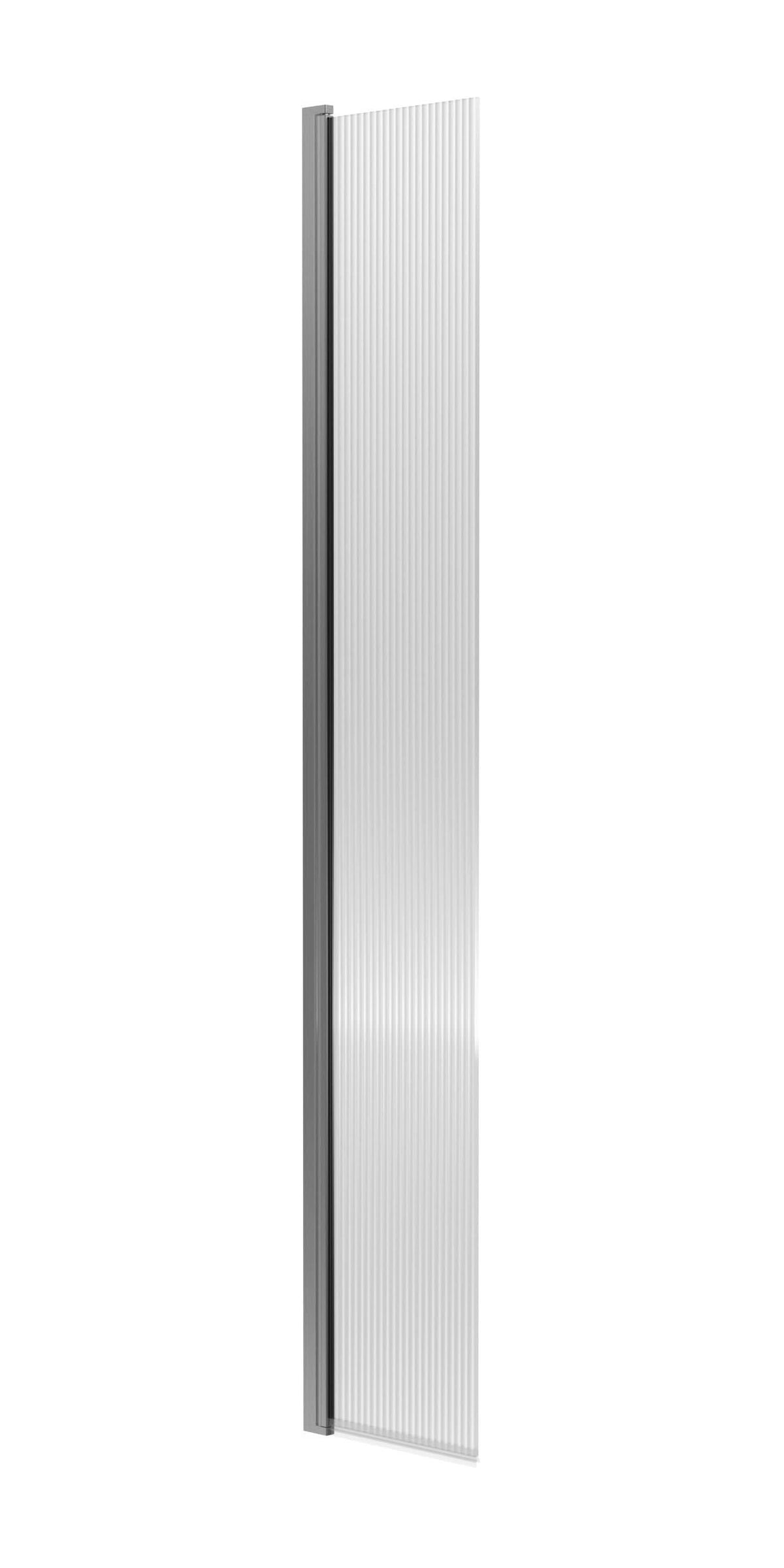 Contour 8mm Fluted Glass Hinged Wetroom Return Panel With Support Bar - 320mm