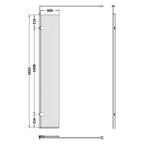 Contour 8mm Fluted Glass Hinged Wetroom Return Panel With Support Bar - 320mm