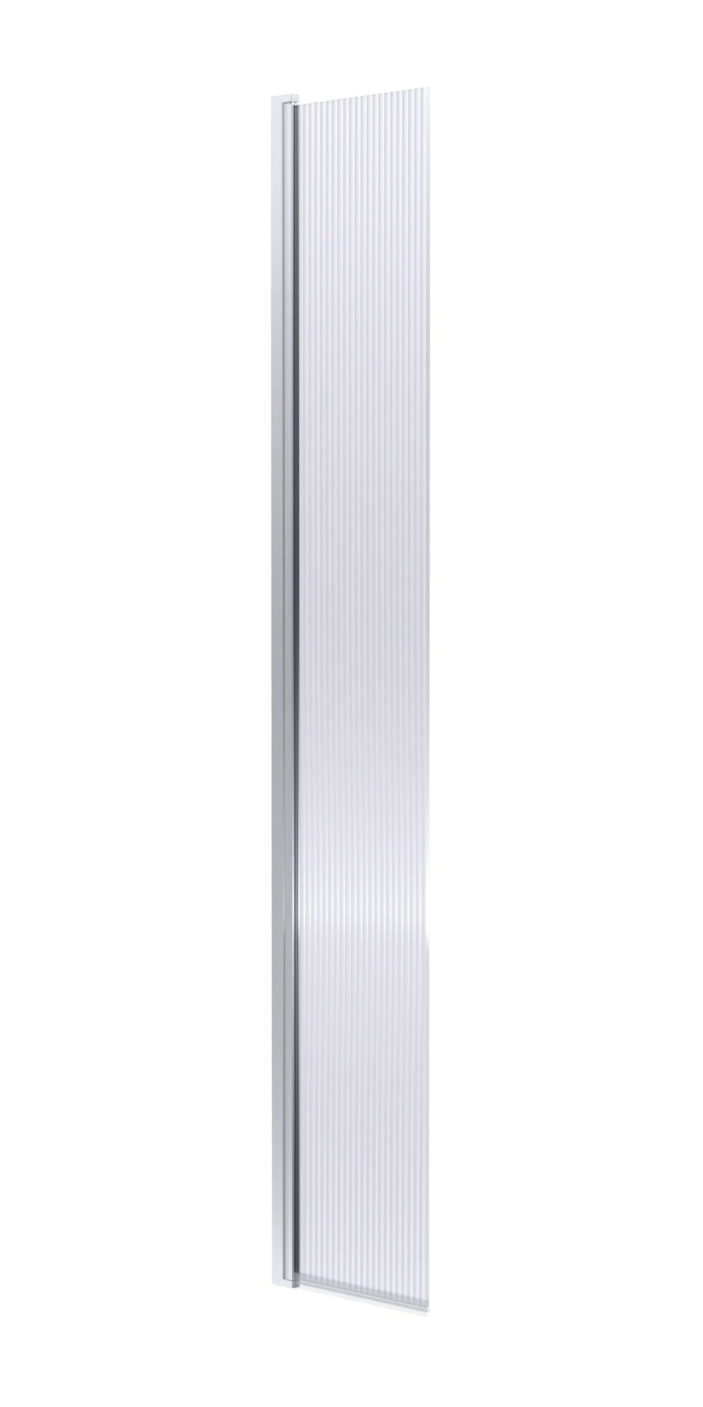 Contour 8mm Fluted Glass Hinged Wetroom Return Panel With Support Bar - 320mm