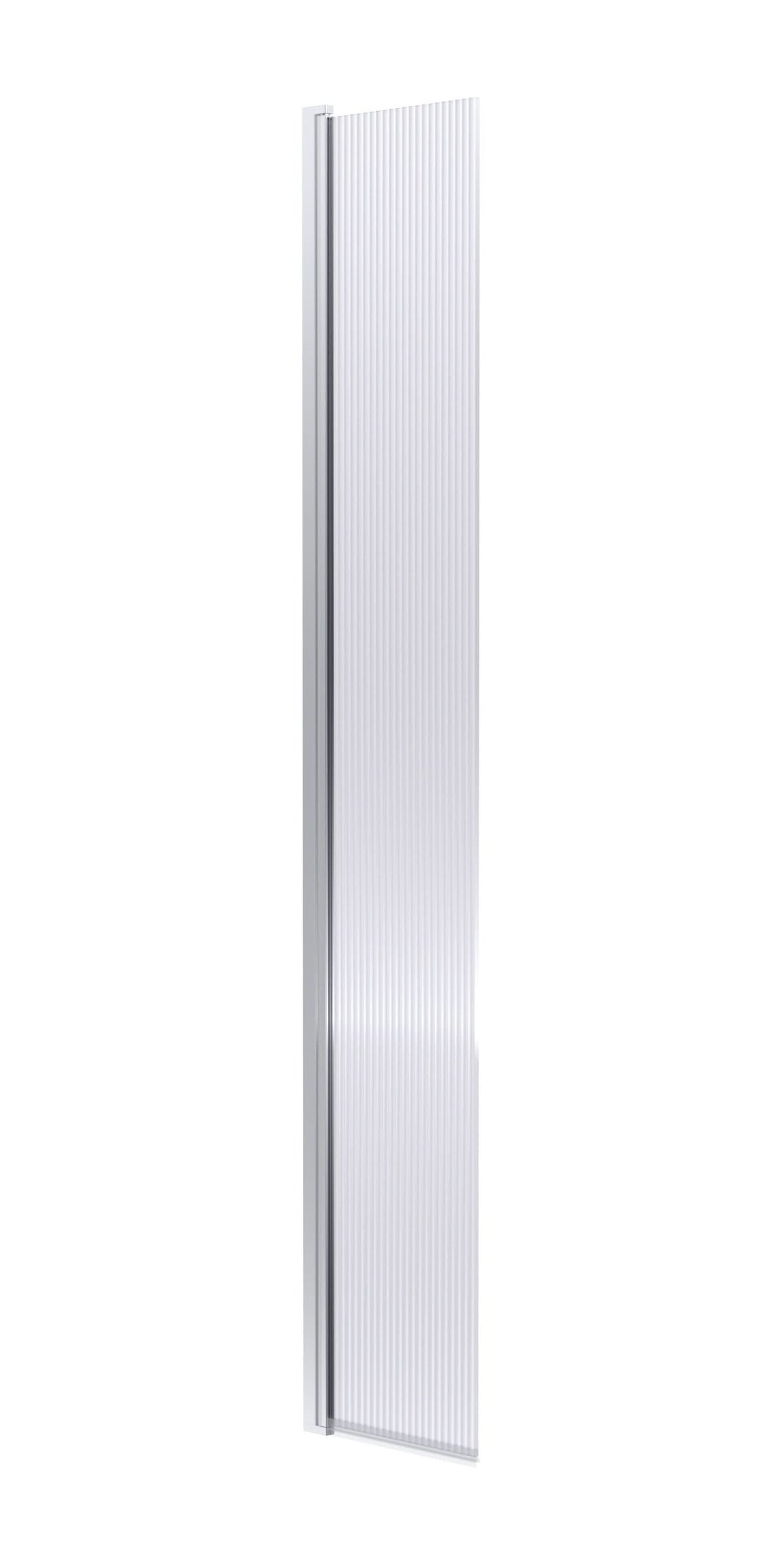 Contour 8mm Fluted Glass Hinged Wetroom Return Panel With Support Bar - 320mm