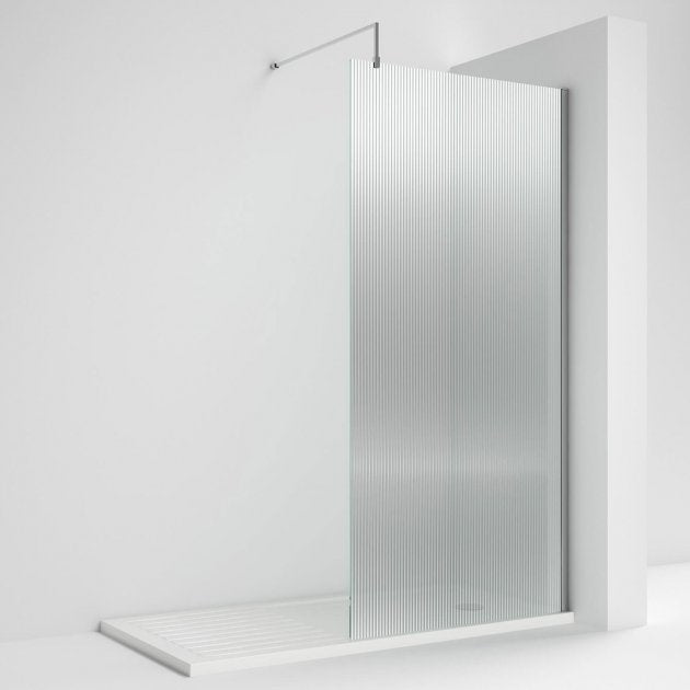 Contour 8mm Fluted Glass Wetroom Panel With Support Bar