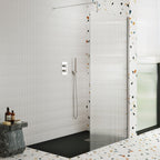 Contour 8mm Fluted Glass Wetroom Panel With Support Bar