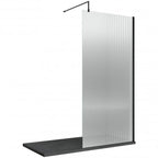 Contour 8mm Fluted Glass Wetroom Panel With Support Bar