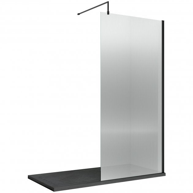 Contour 8mm Fluted Glass Wetroom Panel With Support Bar