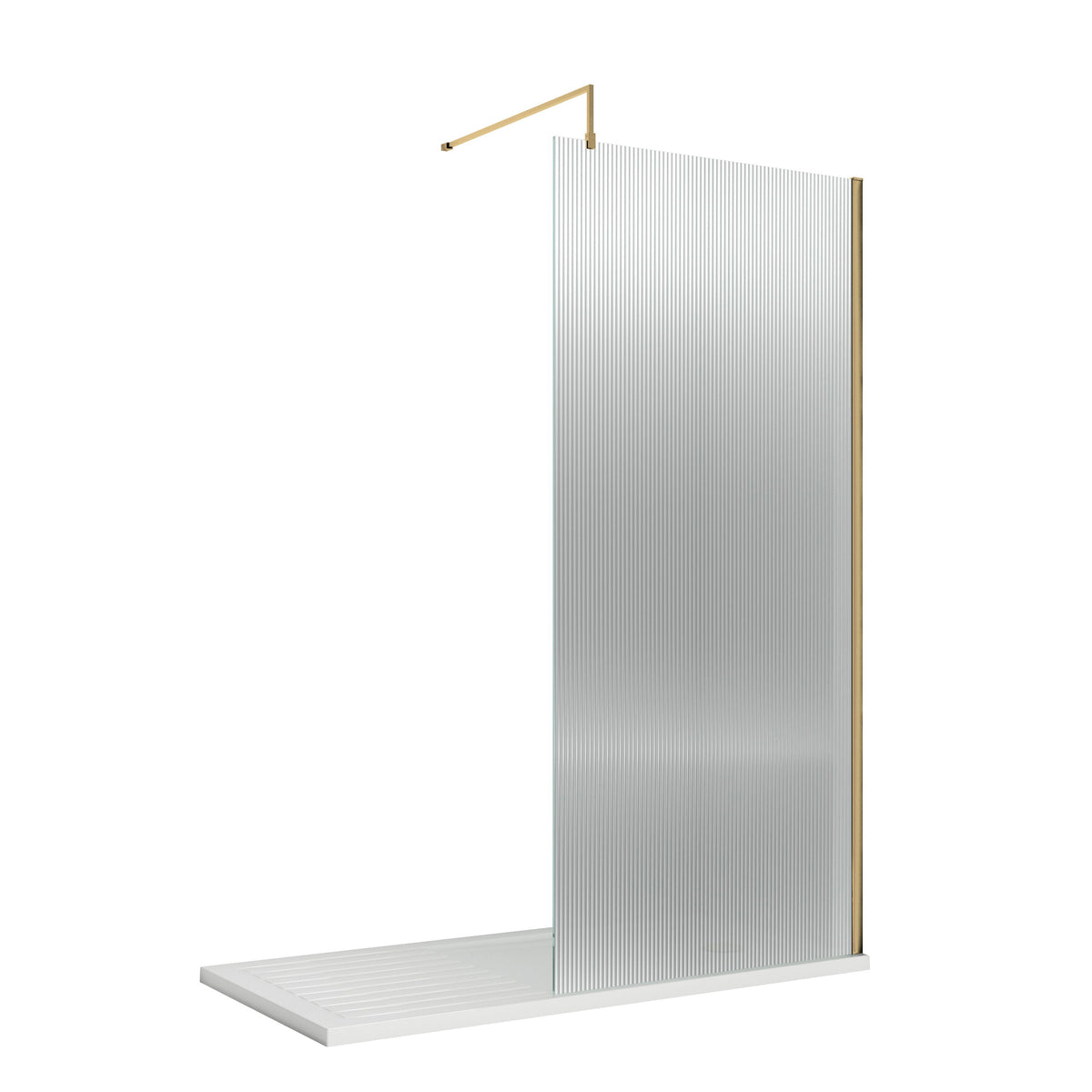 Haven 8mm Fluted Glass Wetroom Panel With Support Bar