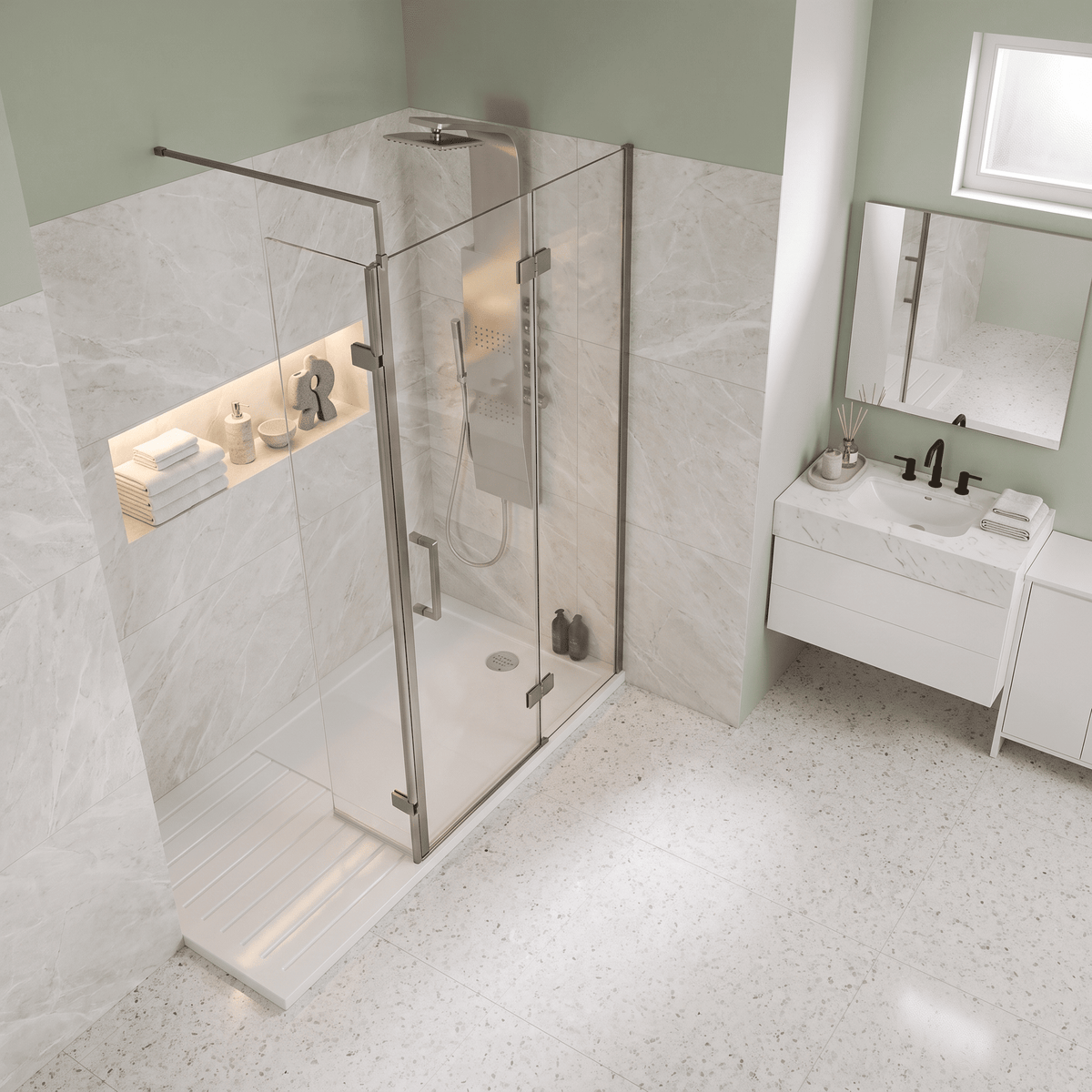 Safira 8mm Glass Wetroom Return Panel With Support Bar