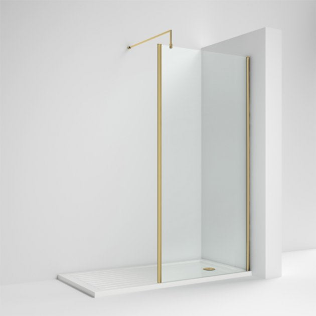 Linear 8mm Outer Framed Glass Wetroom Panel With Support Bar