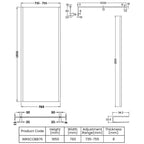 Linear 8mm Outer Framed Glass Wetroom Panel With Support Bar