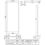 Linear 8mm Outer Framed Glass Wetroom Panel With Support Bar