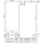 Linear 8mm Outer Framed Glass Wetroom Panel With Support Bar