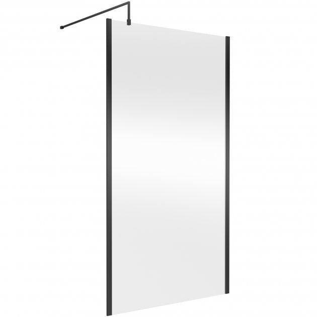 Linear 8mm Outer Framed Glass Wetroom Panel With Support Bar