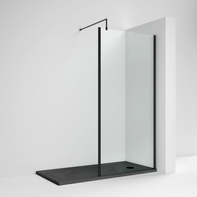 Linear 8mm Outer Framed Glass Wetroom Panel With Support Bar