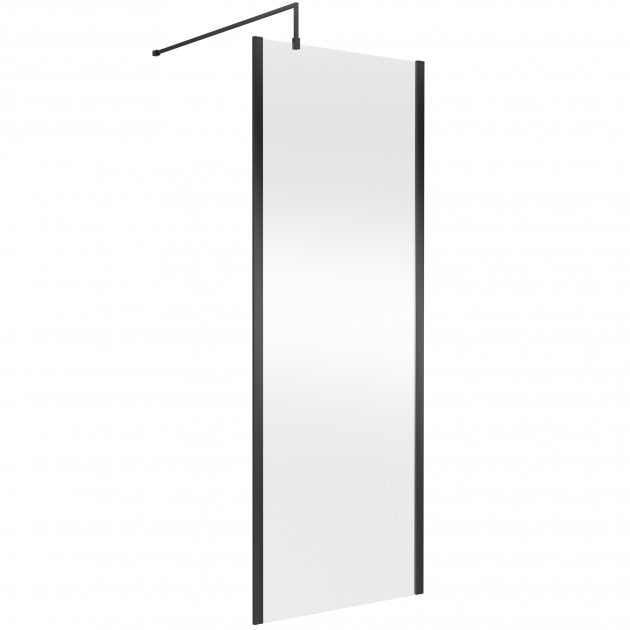 Linear 8mm Outer Framed Glass Wetroom Panel With Support Bar