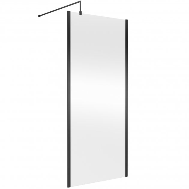 Linear 8mm Outer Framed Glass Wetroom Panel With Support Bar