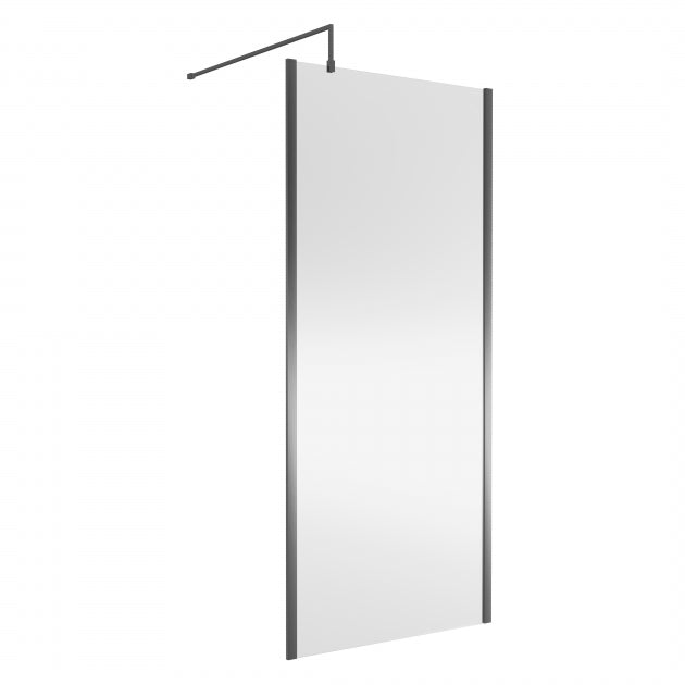 Linear 8mm Outer Framed Glass Wetroom Panel With Support Bar