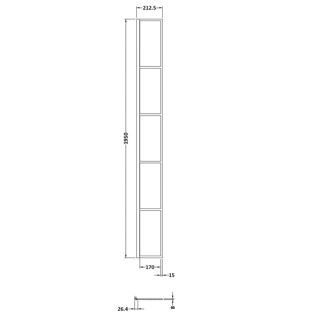 Aspect 8mm Glass Wetroom Return Panel - Matt Black