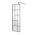 Aspect 8mm Glass Abstract Frame Wetroom Panel With Support Bar - Matt Black