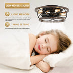 18 Inch Farmhouse Bladeless Flush Mount Ceiling Fan with Lights and Remote, 3 Speeds Reversible Low Profile Ceiling Fan