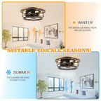18 Inch Farmhouse Bladeless Flush Mount Ceiling Fan with Lights and Remote, 3 Speeds Reversible Low Profile Ceiling Fan