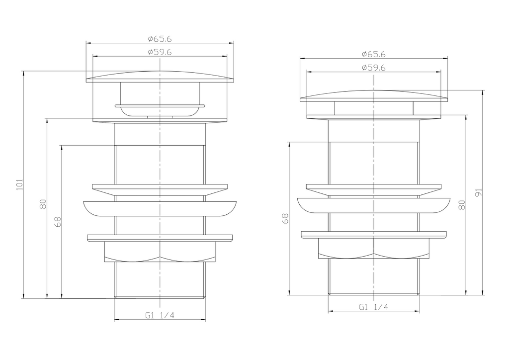 VeeBath Essentials Unslotted Full Dome Basin Waste