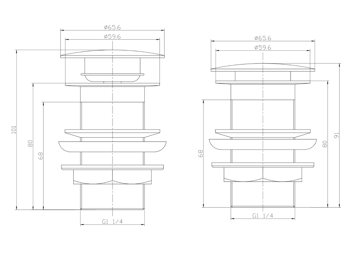 VeeBath Essentials Unslotted Full Dome Basin Waste