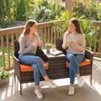 Outsunny Two-Seat Rattan Chair, with Middle Table - Orange