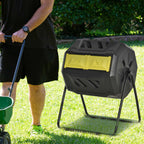 Tumbling Compost Bin Outdoor 360 Degrees Dual Chamber Rotating Composter 43 Gallon, Yellow