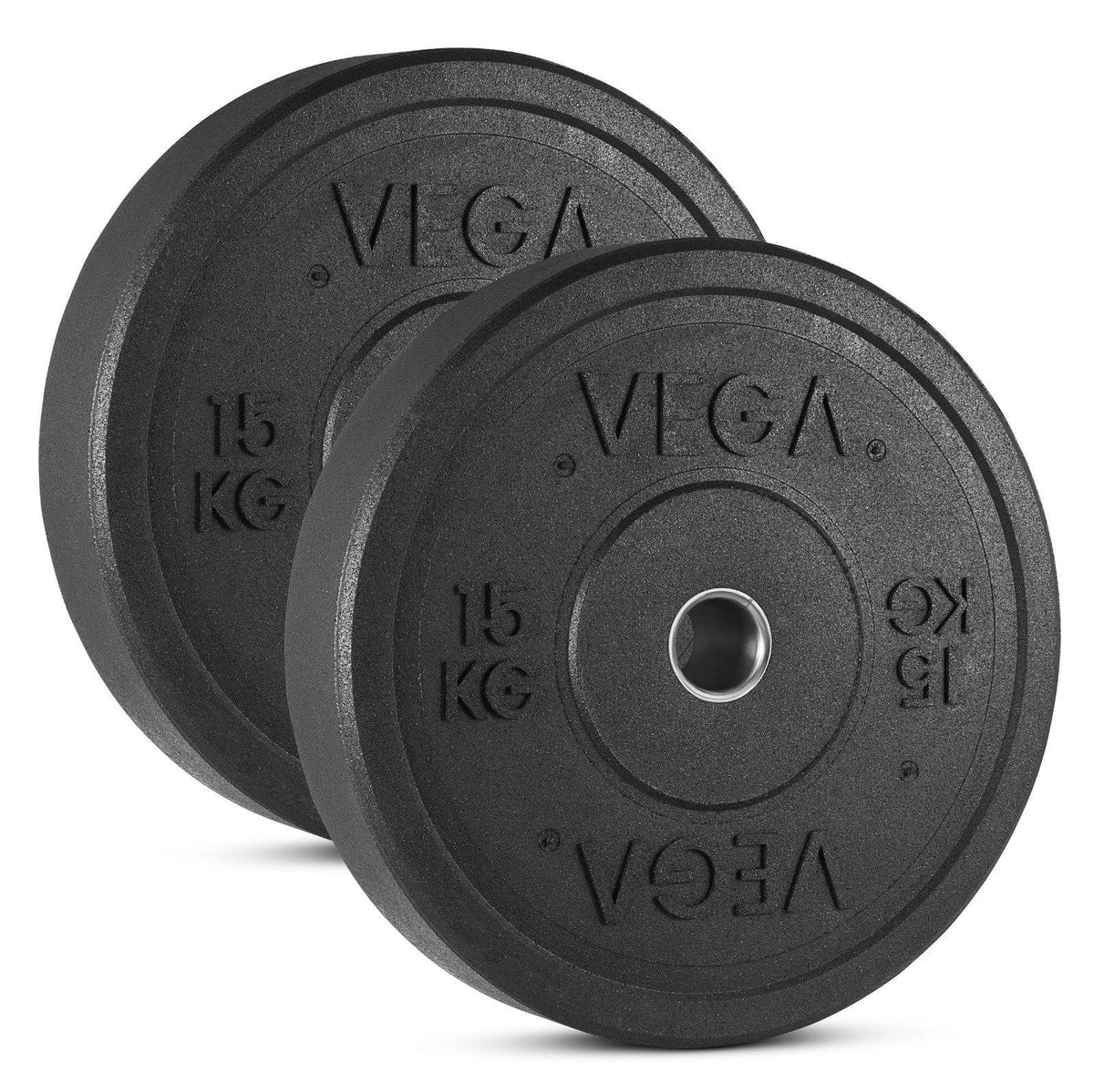 VEGA Fitness 100kg Rubber Bumper Plate Set with 7ft Escape Olympic Power Bar