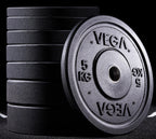 VEGA Fitness 100kg Rubber Bumper Plate Set with 7ft Escape Olympic Power Bar