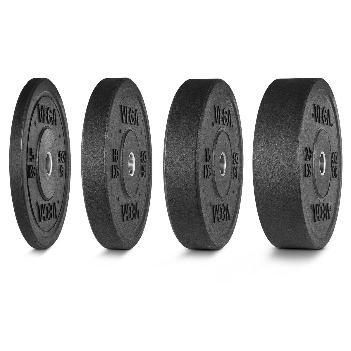 VEGA Fitness 100kg Rubber Bumper Plate Set with 7ft Escape Olympic Power Bar