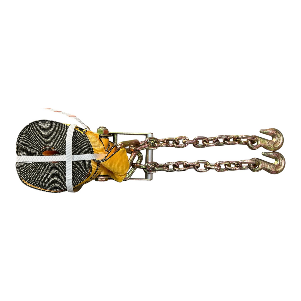 4'' X 30' YELLOW COLOR KINEDYNE STRAP WITH RATCHET AND CHAIN END