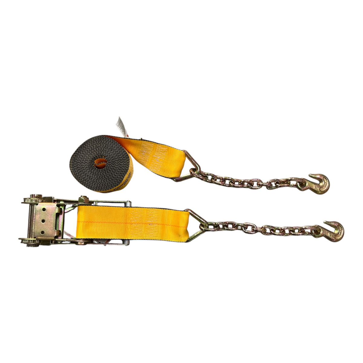 4'' X 30' YELLOW COLOR KINEDYNE STRAP WITH RATCHET AND CHAIN END