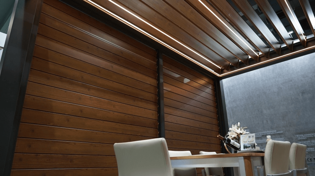 Weatherproof Pergola - Motorized Louver w/ Lighting