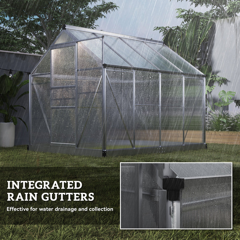BloomGreen 6' x 8' x 6.6' Polycarbonate Greenhouse with Aluminum Frame, Silver