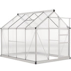 BloomGreen 6' x 8' x 6.6' Polycarbonate Greenhouse with Aluminum Frame, Silver