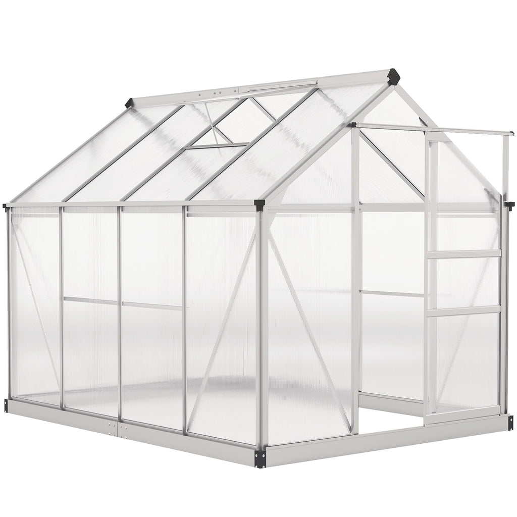 BloomGreen 6' x 8' x 6.6' Polycarbonate Greenhouse with Aluminum Frame, Silver