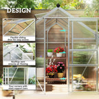 BloomGreen 6' x 8' x 6.6' Polycarbonate Greenhouse with Aluminum Frame, Silver