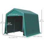 7.9' x 6.6' Garden Storage Tent, Heavy Duty Bike Shed, Patio Storage Shelter w/ Metal Frame and Double Zipper Doors, Green