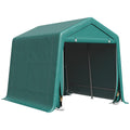 7.9' x 6.6' Garden Storage Tent, Heavy Duty Bike Shed, Patio Storage Shelter w/ Metal Frame and Double Zipper Doors, Green